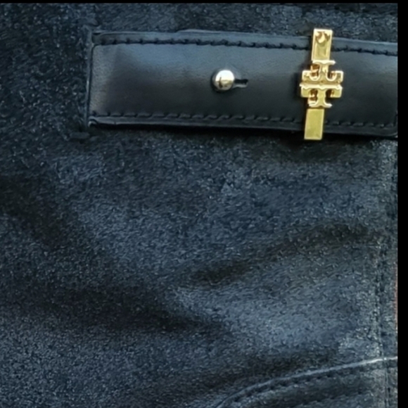 Tory Burch Selena Black Leather Distress Metallic Ankle Boot Dress Shoe Women 9 - Picture 3 of 9